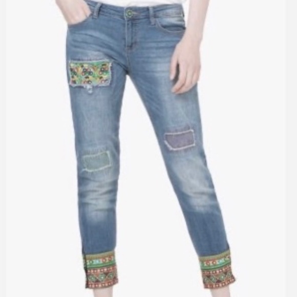 Desigual Ethnic Ankle Denim Jeans - Picture 1 of 13